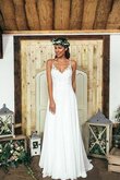 Abito da Sposa con Piega Vintage con Bottone in Chiffon Conotta in pizzo