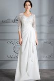 Abito da Sposa con Tre Quarti Lunghezza Maniche V-Scollo A Terra in Chiffon Naturale