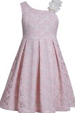 Robe de cortège enfant plissé manche nulle epaule nue avec décoration dentelle avec fleurs