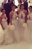 Vestido de Dama de Honor de Sin mangas de Hasta el suelo de Natural de Apliques