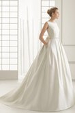 Abito da Sposa con Perline sogno Coda A Strascico Corto con Fiocco Semplice Barchetta
