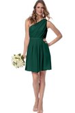 Gerüschtes Ein Schulter mini Brautjungfernkleid aus Chiffon