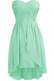 Abito da Damigella con Seghettato con Piega Senza Maniche Allacciato Naturale in Chiffon