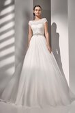 Robe de mariée festonné naturel de traîne courte avec manche courte ligne a