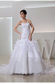 Robe de mariée facile de traîne mi-longue de sirène en organza cordon