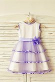 Robe de cortège enfant naturel avec zip de princesse textile en tulle col u profond