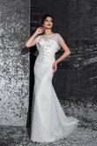 Robe de mariée intemporel modeste avec manche courte de traîne moyenne avec perle