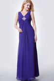 Abito da Damigella Allacciato con Increspato in Chiffon con Perline con Piega Impero