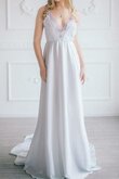 A-Line Strand zweistück Spaghetti Träger V-Ausschnitt prächtiges Brautjungfernkleid