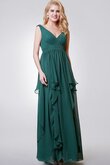 Abito da Sera Lungo A Terra A-Line alta vita in Chiffon con Seghettato