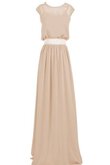 Abito da Damigella con Nastro con Piega Spazzola Treno Lungo in Chiffon con Manica Corte