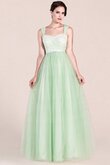 Reißverschluss Spaghetti Träger plissiertes A-Line romantisches Brautjungfernkleid aus Tüll