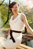 Robe de mariée naturel ceinture en étoffe en forme avec ruban de longueur à genou