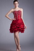 Ärmelloses Perlenbesetztes enges Taft Herz-Ausschnitt mini Abiballkleid