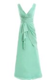 Ärmelloses V-Ausschnitt a linie bodenlanges Brautjungfernkleid aus Chiffon