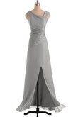 Abito da Damigella moda Spacco Anteriore con Applique in Chiffon A-Line con Increspato