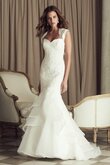Queen neckline Meerjungfrau Ärmelloses schwingendes knöchellanges langes Brautkleid