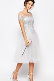 Elegante Vestido de Dama de Honor de Corte-A de Cremallera de Joya de Apliques