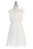 Robe de cortège enfant plissage courte avec fleurs a-ligne avec zip