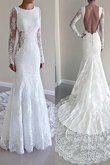 Robe de mariée vintage luxueux encolure ronde de sirène avec manche longue