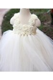 Ärmelloses Duchesse-Linie Tüll knöchellanges Blumenmädchenkleid mit Plissierungen