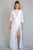Abito da Sposa con Nastro Formale E Informale con Fusciacca A-Line medievale con Mezze Maniche