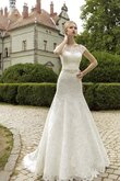 Sencillo Vestido de Novia de Corte Sirena de Escote con abertura de Botón