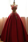 Robe de quinceanera longue avec broderie avec lacets avec perle col u profond