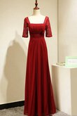 Chiffon A-Linie normale Taille langes bodenlanges Brautjungfernkleid mit halben Ärmeln