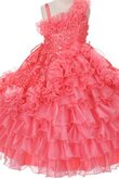 Empire Taille A-Line Paillette Reißverschluss wadenlanges Blumenmädchenkleid
