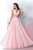 Robe de bal formelle de princesse v encolure fermeutre eclair avec perle