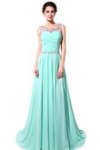 Sweep Zug normale Taille Chiffon langes Abendkleid mit Bordüre mit Schaufel Ausschnitt