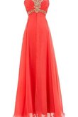 Ärmelloses gerüschtes Chiffon trägerloser Ausschnitt bodenlanges Ballkleid mit Perlen