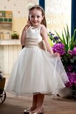 Abito da Cerimonia Bambini Sotto Ginocchio con Fiore Senza Maniche con Fiocco