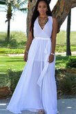Robe demoiselle d'honneur naturel longueru au niveau de sol avec perle en chiffon manche nulle