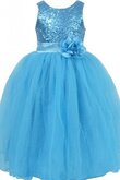 Robe de cortège enfant pailleté avec fleurs avec zip col u profond textile en tulle