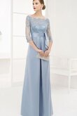 Chiffon halbe Ärmeln A-Linie schlichtes Ballkleid mit Applikation mit Schleife