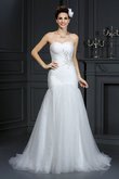 Abito da Sposa Elegante Senza Maniche Retro con Perline Coda A Strascico Corto