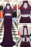 Nackenband Vintage Enganliegendes Modisches Abendkleid mit Applike