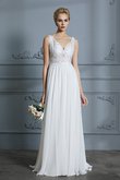 A-Line Spitze V-Ausschnitt Unverwechselbar Brautkleid mit Natürlicher Taille