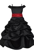 A-Linie schulterfrei Blumenmädchenkleid mit Schmetterlingsknoten mit Rüschen