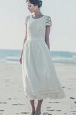 Abito da Sposa Cerniera Bassa a Spiaggia con Piega Formale E Informale in Pizzo