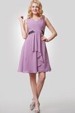 Robe demoiselle d'honneur de longueur à genou avec chiffon de col en v ligne a de lotus