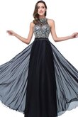 Perlenbesetztes A-Linie bodenlanges einfaches Abendkleid aus Chiffon