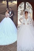 Clasico Vestido de Novia de Manga larga de Escote con Hombros caídos de Natural