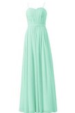 Robe demoiselle d'honneur naturel bandouliere spaghetti longueur au ras du sol a-ligne ruché