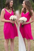 A linie Chiffon mini Brautjungfernkleid ohne Ärmeln mit V-Ausschnitt