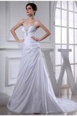 Robe de mariée simple de traîne moyenne avec perle avec lacets avec sans manches