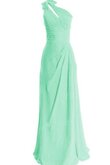 Robe demoiselle d'honneur d'épaule asymétrique ligne a avec fleurs manche nulle en chiffon