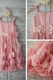 Robe de cortège enfant naturel avec fleurs en chiffon a-ligne avec zip